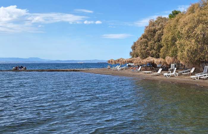 Privat strand direkte ved hotellet