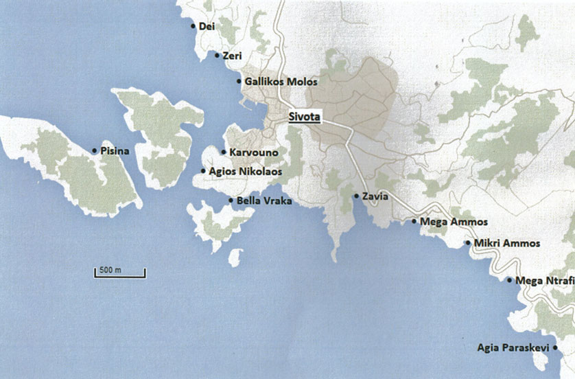 Kort Over Sivota Sivota: Strande i Sivota Kort Over Sivota